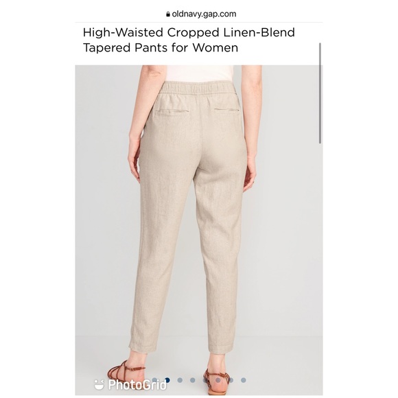 Old Navy High-Waisted Cropped Linen-Blend Tapered Pants in Flax Linen M - Picture 7 of 8